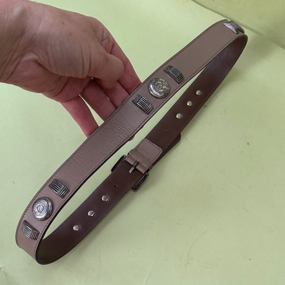 Vintage 80’s Escada dark tan Leather Belt with silver hardware